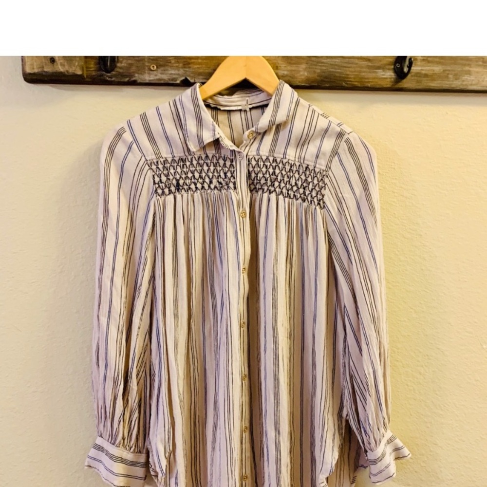 ANTHROPOLOGIE FLOREAT Northfolk Stripe Button Down Top - Picture 4 of 10